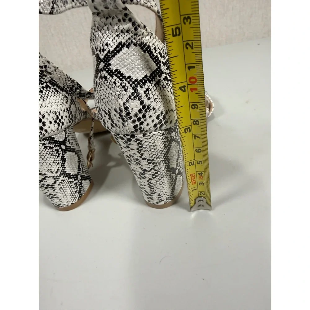 Allegra K Women's Snakeskin Heels Chunky Heels‎ Ankle Strap Sandals women size 7